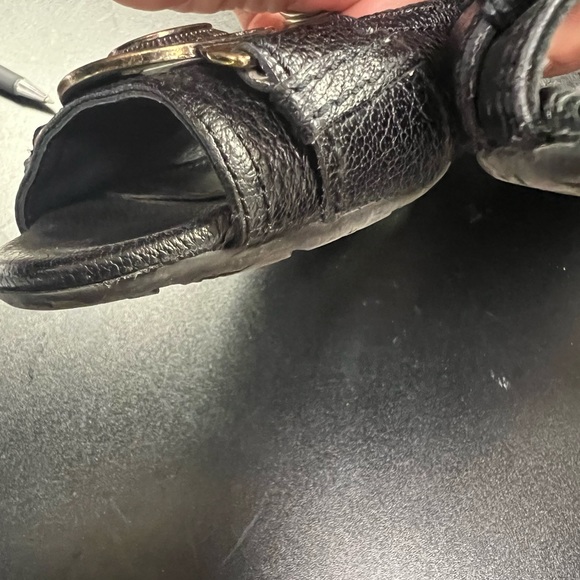 BURBERRY LEATHER WOMANS BLACK FLAT BALLERINA SHOES Peekaboo Toe SIZE 40 Sz 10 - Picture 4 of 8